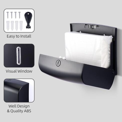 Little World Paper Towel Dispenser Wall Mount - Touchless Paper Towel Dispenser Multifold Paper Towel Dispenser Large Capacity Commercial Wall Paper Towel holder for Bathroom Kitchen Black in Saudi Arabia