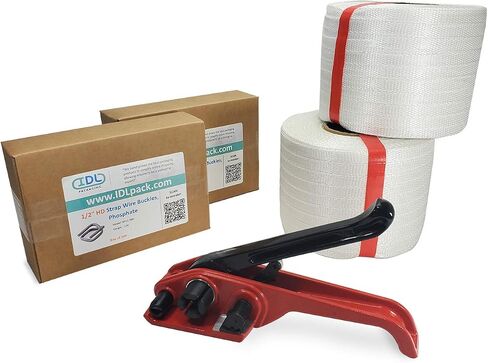 IDL Packaging Portable 1/2" x 1500' Woven Cord Strapping Kit, 650 lbs Break Strength - Complete Packaging Poly Strapping Solution - Enough Strapping and Seals for 500 Uses Before Refill in Saudi Arabia