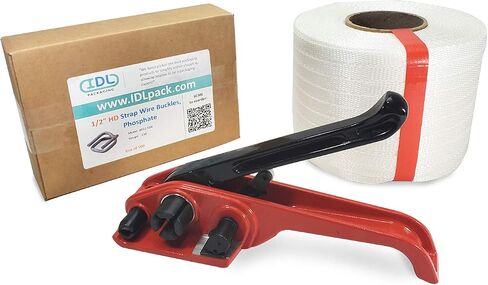 IDL Packaging Portable 1/2" x 1500' Woven Cord Strapping Kit, 650 lbs Break Strength - Complete Packaging Poly Strapping Solution - Enough Strapping and Seals for 500 Uses Before Refill in Saudi Arabia