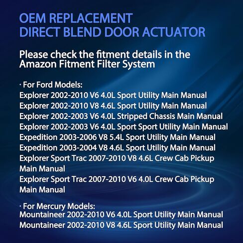 Dyoss HVAC مزيج مشغل الباب 604209 بديل لفورد إكسبلورر إكسبيديشن إكسبلورر سبورت تراك ميركوري ماونتينير in Kuwait