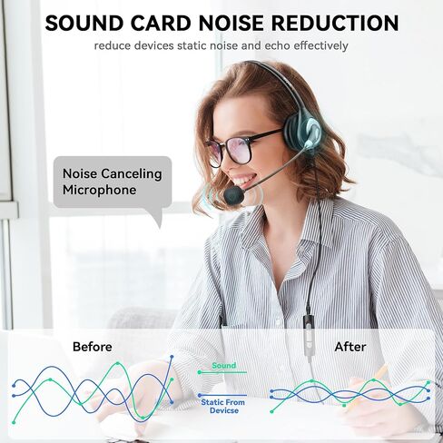USB C Headset with Microphone for for Laptop/Mac Phone,3.5mm/USB-C 2-in-1 Headset,Noise Cancelling & Audio Controls Wired Headset for Skype Zoom UC Webinar Business Call Center Home Office,Binaural in Saudi Arabia