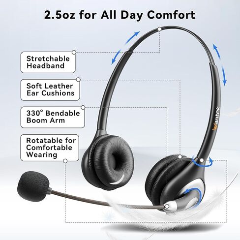 USB C Headset with Microphone for for Laptop/Mac Phone,3.5mm/USB-C 2-in-1 Headset,Noise Cancelling & Audio Controls Wired Headset for Skype Zoom UC Webinar Business Call Center Home Office,Binaural in Saudi Arabia