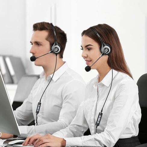 USB C Headset with Microphone for for Laptop/Mac Phone,3.5mm/USB-C 2-in-1 Headset,Noise Cancelling & Audio Controls Wired Headset for Skype Zoom UC Webinar Business Call Center Home Office,Binaural in Saudi Arabia