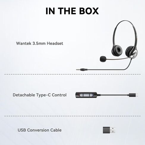 USB C Headset with Microphone for for Laptop/Mac Phone,3.5mm/USB-C 2-in-1 Headset,Noise Cancelling & Audio Controls Wired Headset for Skype Zoom UC Webinar Business Call Center Home Office,Binaural in Saudi Arabia