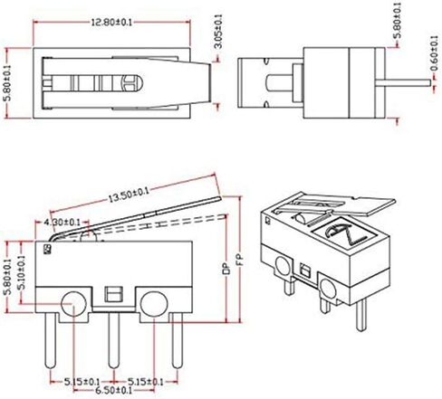 DAOKI 20 قطعة التبديل الجزئي التيار المتناوب 1A 125 فولت 3Pin SPDT NO + NC المفصلي رافعة لحظة دفع زر مايكرو الحد التبديل لاردوينو in Saudi Arabia