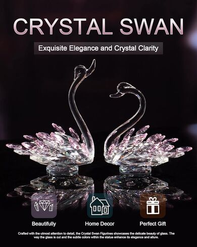 CITYLOVE Mothers Day Crystal Gifts,Crystal Swan Figurines Gifts,Crystal Home Decor Glass Figurines,Gifts for Women-Mom,Birthday 6.5"/2 in 1 in Saudi Arabia