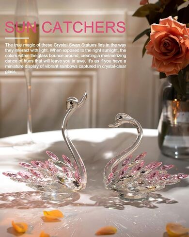 CITYLOVE Mothers Day Crystal Gifts,Crystal Swan Figurines Gifts,Crystal Home Decor Glass Figurines,Gifts for Women-Mom,Birthday 6.5"/2 in 1 in Saudi Arabia
