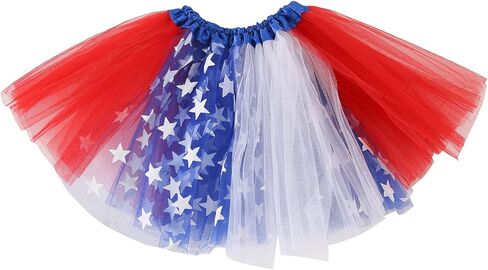 4th of July Tutu Tulle Skirt for Girls 2 PCS Independence Day American Flag Tutu Skirt Outfit USA Party Decor in Kuwait