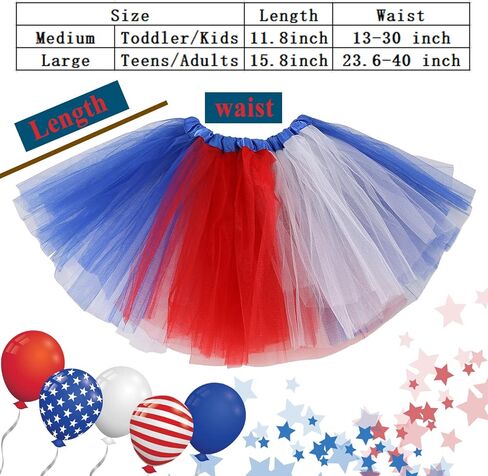 4th of July Tutu Tulle Skirt for Girls 2 PCS Independence Day American Flag Tutu Skirt Outfit USA Party Decor in Kuwait
