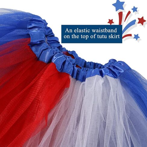 4th of July Tutu Tulle Skirt for Girls 2 PCS Independence Day American Flag Tutu Skirt Outfit USA Party Decor in Kuwait