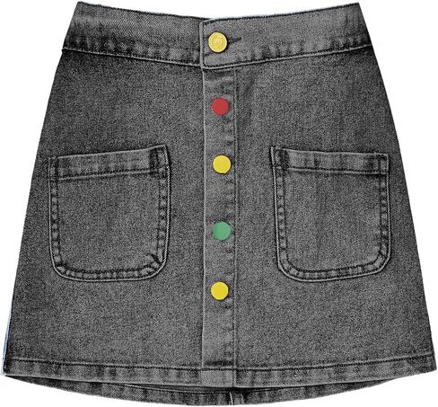 FERWANG Girls Lightweight Denim Button Front Casual Skirt High Elastic Waist Jean Girlfriend Shorts with Pocket in Saudi Arabia