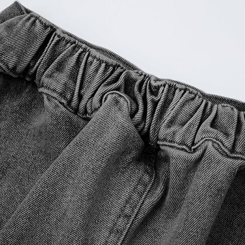 FERWANG Girls Lightweight Denim Button Front Casual Skirt High Elastic Waist Jean Girlfriend Shorts with Pocket in Saudi Arabia