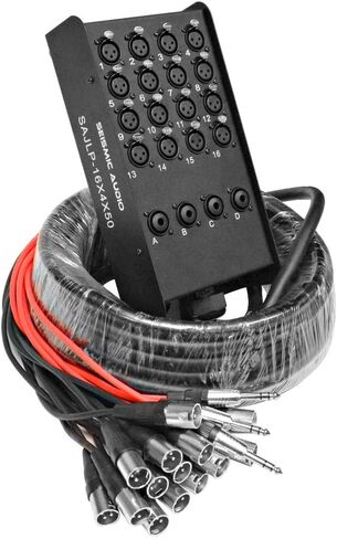 Seismic Audio - XLR Low Profile Snake Cable with 4 TRS Returns - Circuit Board Snake for Recording, Stage, Studio PA DJ use (100 Feet - 16 Channel - 4 TRS) in Saudi Arabia