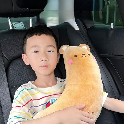 Japado Cute Cartoon Seatbelt Pillow for Kids Travel Seatbelt Cover and Cushion Pillow Plush Cartoon Pillow (Brown Bear), CAP001 in Saudi Arabia