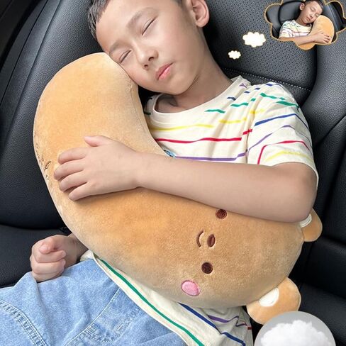 Japado Cute Cartoon Seatbelt Pillow for Kids Travel Seatbelt Cover and Cushion Pillow Plush Cartoon Pillow (Brown Bear), CAP001 in Saudi Arabia