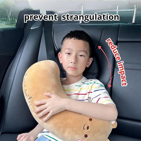 Japado Cute Cartoon Seatbelt Pillow for Kids Travel Seatbelt Cover and Cushion Pillow Plush Cartoon Pillow (Brown Bear), CAP001 in Saudi Arabia