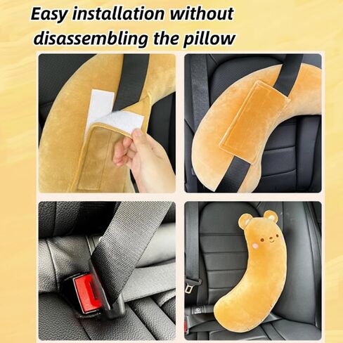 Japado Cute Cartoon Seatbelt Pillow for Kids Travel Seatbelt Cover and Cushion Pillow Plush Cartoon Pillow (Brown Bear), CAP001 in Saudi Arabia
