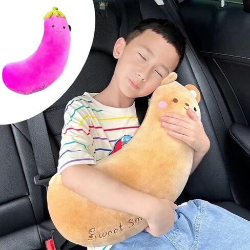 Japado Cute Cartoon Seatbelt Pillow for Kids Travel Seatbelt Cover and Cushion Pillow Plush Cartoon Pillow (Brown Bear), CAP001 in Saudi Arabia