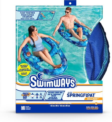 Swimways Elite Spring Float Hammock Pool Lounger, Inflatable Pool Floats Adult with Fast Inflation, Pool Hammock for Adults up to 250 lbs in Saudi Arabia