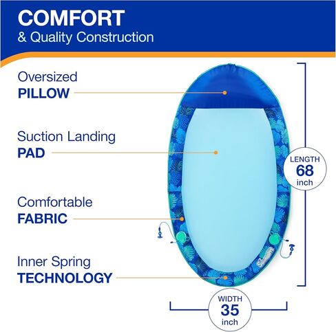 Swimways Elite Spring Float Hammock Pool Lounger, Inflatable Pool Floats Adult with Fast Inflation, Pool Hammock for Adults up to 250 lbs in Saudi Arabia