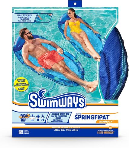Swimways Elite Spring Float Hammock Pool Lounger, Inflatable Pool Floats Adult with Fast Inflation, Pool Hammock for Adults up to 250 lbs in Saudi Arabia
