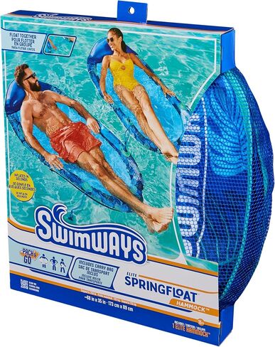 Swimways Elite Spring Float Hammock Pool Lounger, Inflatable Pool Floats Adult with Fast Inflation, Pool Hammock for Adults up to 250 lbs in Saudi Arabia