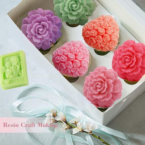 3 قطع عيد الأم فندان سيليكون قالب 3D روز قرنفل سيليكون قالب الأم الطفل الحب شكل قلب صابون فندان قالب الكعكة الراتنج قالب شمعة لحلوى الشوكولاته هدية عيد الأم تزيين الكعكة in Kuwait