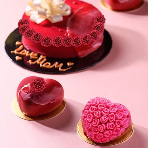 3 قطع عيد الأم فندان سيليكون قالب 3D روز قرنفل سيليكون قالب الأم الطفل الحب شكل قلب صابون فندان قالب الكعكة الراتنج قالب شمعة لحلوى الشوكولاته هدية عيد الأم تزيين الكعكة in Kuwait