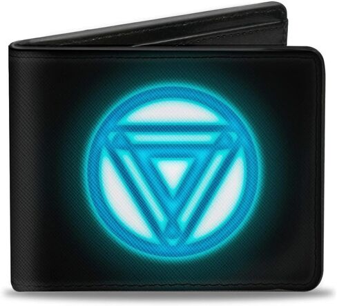 Buckle-Down Men's Marvel Avengers Bi-Fold Wallet-Iron Man Arc Reactor Glow, Black Blue, 4.0" x 3.5" in Saudi Arabia