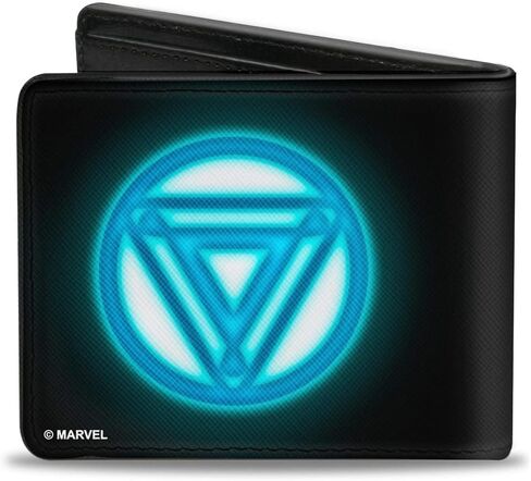 Buckle-Down Men's Marvel Avengers Bi-Fold Wallet-Iron Man Arc Reactor Glow, Black Blue, 4.0" x 3.5" in Saudi Arabia