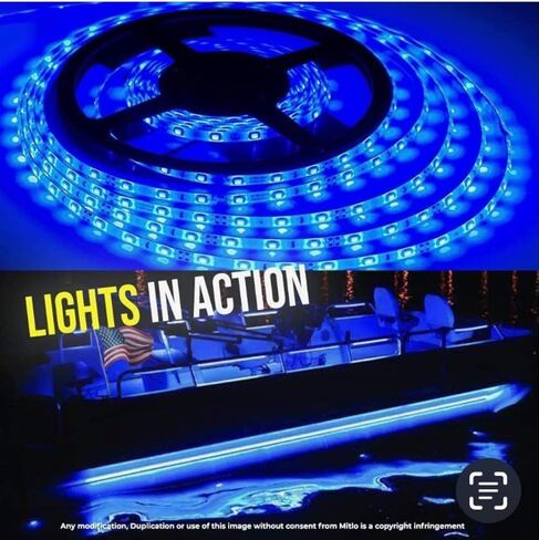 شرائط إضاءة LED للقوارب مملوكة لأمريكا 12 فولت مقاومة للماء - أضواء القوارب مع دعامة لاصقة - أضواء شريطية LED بحرية - مثالية لقارب الصيد، قارب عائم، قارب جون، قوارب الكاياك، قارب التزلج (أزرق) in Kuwait