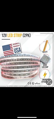 شرائط إضاءة LED للقوارب مملوكة لأمريكا 12 فولت مقاومة للماء - أضواء القوارب مع دعامة لاصقة - أضواء شريطية LED بحرية - مثالية لقارب الصيد، قارب عائم، قارب جون، قوارب الكاياك، قارب التزلج (أزرق) in Kuwait