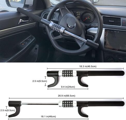 قفل عجلة القيادة Vechkom بدون مفتاح، رمز كلمة المرور عالي التحمل، أمان مضاد للسرقة، فولاذ للسيارات والشاحنات والشاحنات وسيارات الدفع الرباعي in Kuwait