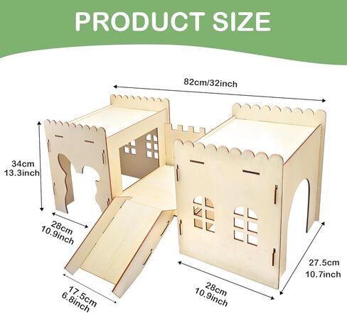 ERKOON منازل أرنب كبيرة، قلاع أرنب، بيت لعب مخبأ أرنب خشبي مع سلالم، موائل واسعة قابلة للتنفس للحيوانات الصغيرة، الهامستر وخنازير غينيا in Kuwait