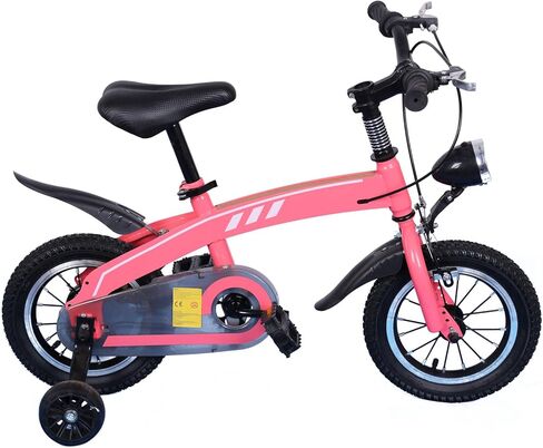 دراجة أطفال مقاس 14 بوصة للأولاد والبنات من عمر 3 إلى 7 سنوات مع مصباح أمامي وعجلة تدريب فلاش قابلة للفصل، نظام فرامل مزدوج، سرج قابل للتعديل ومقود إطار قوي in Kuwait