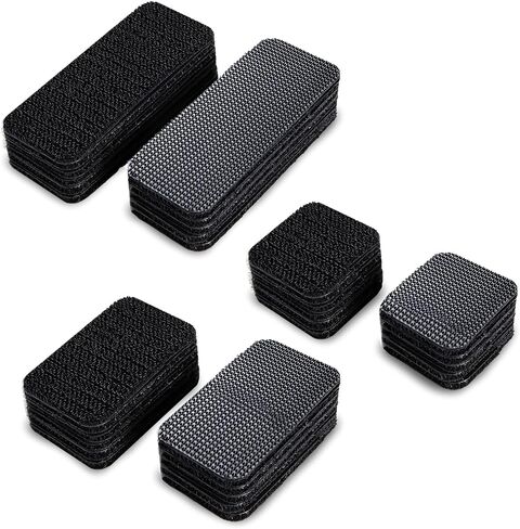 32 Sets Black Hook and Loop Tape, 3 Sizes in 1 Pack, 1'' x 1'', 2'' x 1'', 4'' x 1'', Backing Adhesive Tape Heavy-Duty for Indoor and Outdoor Use in Saudi Arabia
