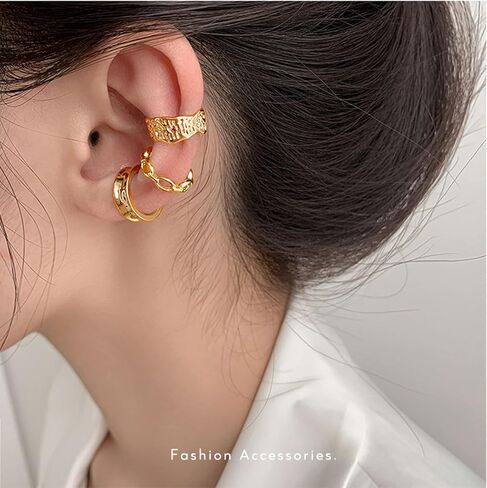 K & Y 20 قطعة 14K الكفة أقراط غير ثقب الأذن هوب أقراط كليب على الغضروف القرط Huggie قابل للتعديل للنساء رجل طقم مجوهرات in Kuwait