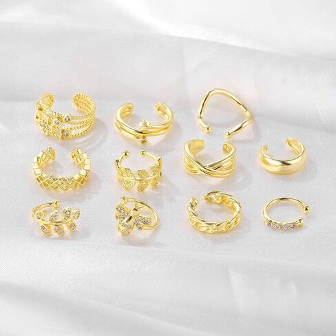 K & Y 20 قطعة 14K الكفة أقراط غير ثقب الأذن هوب أقراط كليب على الغضروف القرط Huggie قابل للتعديل للنساء رجل طقم مجوهرات in Kuwait