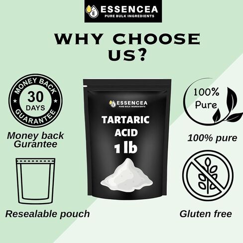 Tartaric Acid 1lbs by Essencea Pure Bulk Ingredients | Gluten Free Vegan Non-GMO | Top Grade in Saudi Arabia