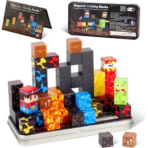 35PCS Magnetic Blocks Travel Set, Mini Magnetic Blocks Travel Toys for Kids Ages 3-5 4-8, Portable Magnet Cubes STEM Learning Toys with Portable Iron Storage Box Christmas Birthday Gifts in Saudi Arabia