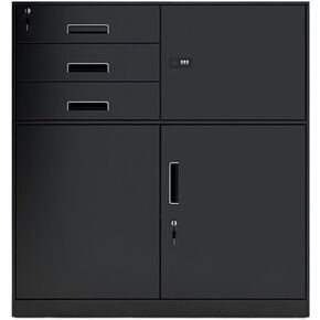 File Cabinet File Cabinet Iron Short Cabinet Office Data Storage Cabinet Balcony Bookcase Storage Cabinet with Lock Small Cabinet Office Cabinet(White) in Saudi Arabia
