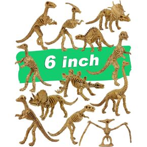 6 Inch Dinosaur Fossil Skeleton for 3 4 5 6 7 8 9 10+ Year Old, Dino Bones for Science Play Rewards, Dino Sand Dig Toys, Educational Gift, Party Favors for Kids (12 Packs) in Saudi Arabia