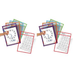 EAI Education SmartPAL Dry Erase Sleeves | Unique Top and Side Opening Pockets with Nameplate for Students, Assorted Colors, 10 x 14 in (10-Pack) in Kuwait
