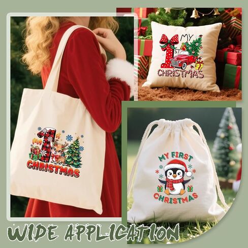 Dazoratix Babys First Christmas Transfers - 20 ورقة My 1 st Xmas الحديد على الرقع DTF جاهزة للضغط على تصميمات الحرارة ملصقات الفينيل لرجل الثلج الزنجبيل الشارات تي شيرت الملابس الملابس وسادة الحرف اليدوية DIY in Kuwait