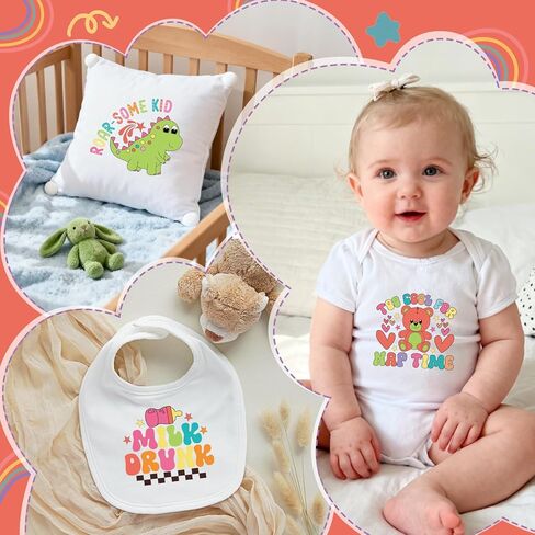 Dazoratix Baby Iron on Transfers - 25 Sheets Cute Baby Shower DTF Ready to Press Heat Patches for Onesies Colorful Newborn Decals Toddler Vinyl Stickersfor Bodysuit Bibs T-Shirts Clothes DIY Crafts in Saudi Arabia