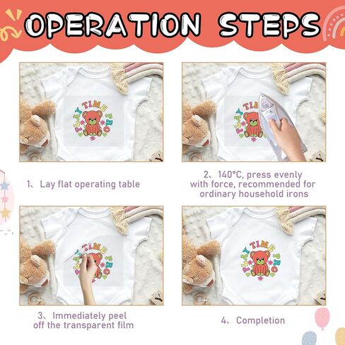 Dazoratix Baby Iron on Transfers - 25 Sheets Cute Baby Shower DTF Ready to Press Heat Patches for Onesies Colorful Newborn Decals Toddler Vinyl Stickersfor Bodysuit Bibs T-Shirts Clothes DIY Crafts in Saudi Arabia