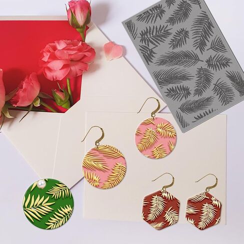 CHGCRAFT Abstract Floral Leaves Polymer Clay Texture Sheets Plants Rubber Clay Texture Sheets Clay Texture Mat Tool Used for DIY Jewelry Making Craftwork and Printing Patterns in Saudi Arabia