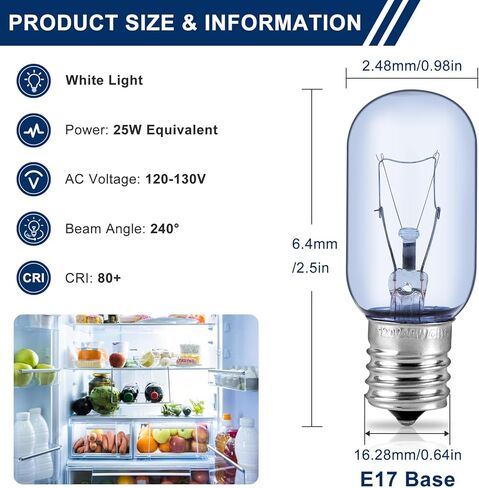 AMI PARTS T8 297048600 241552802 Refrigerator Light Bulb Replacement 40W Light Bulb Compatible with Whirl-pool Kenm-ore Kitchen-Aid Electr-olx Light Bulb Refrigerator-10 Years Warranty in Kuwait