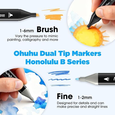 Alcohol Markers Set 80 Colors, Dual Tip Art Marker with Brush Tip & Chisel for Coloring Books, Drawing Markers For Artists Sketching Adult Coloring in Saudi Arabia