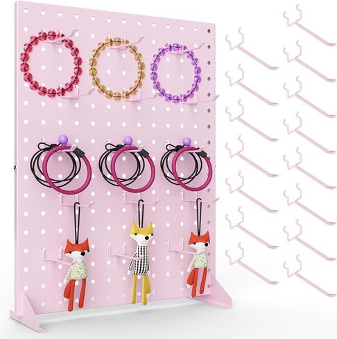 VACONICO Metal Pegboard Display Stand with 15 Peg board Hooks, Desk Pegboard Shelf for Craft Shows & Fairs, Retail Stores, Vendors Arts and Crafts Finishing - 17x13Inch & White in Kuwait
